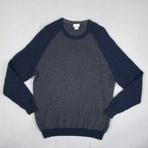Giasone 2-Ply Cashmere Sweater Mens XL Blue Gray Raglan Crew Neck Colorblock